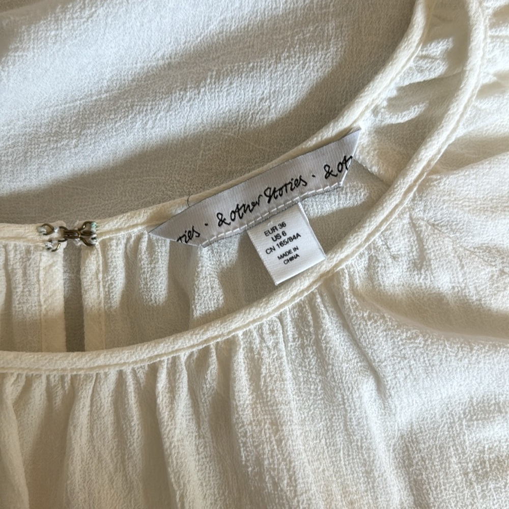 & Other Stories Cotton Gauze Flutter Sleeve Top - Picture 3 of 3